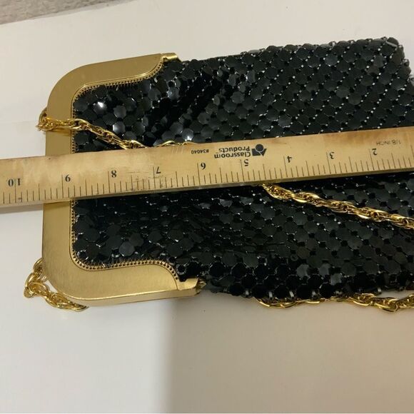 Vtg Whiting & Davis BLACK Mesh Purse Shoulder Bag Chain Strap Handbag - Picture 6 of 11